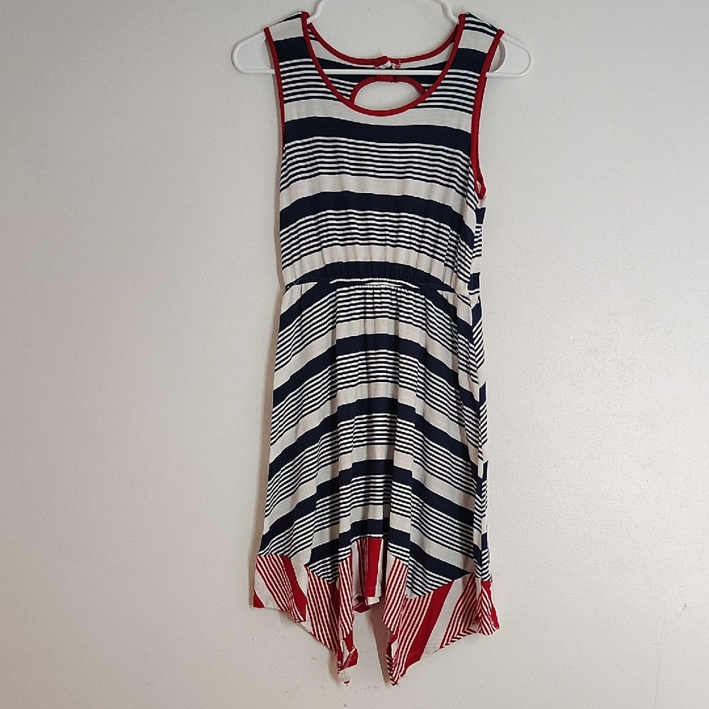 Paper Doll Navy and Red Striped Kids Dress